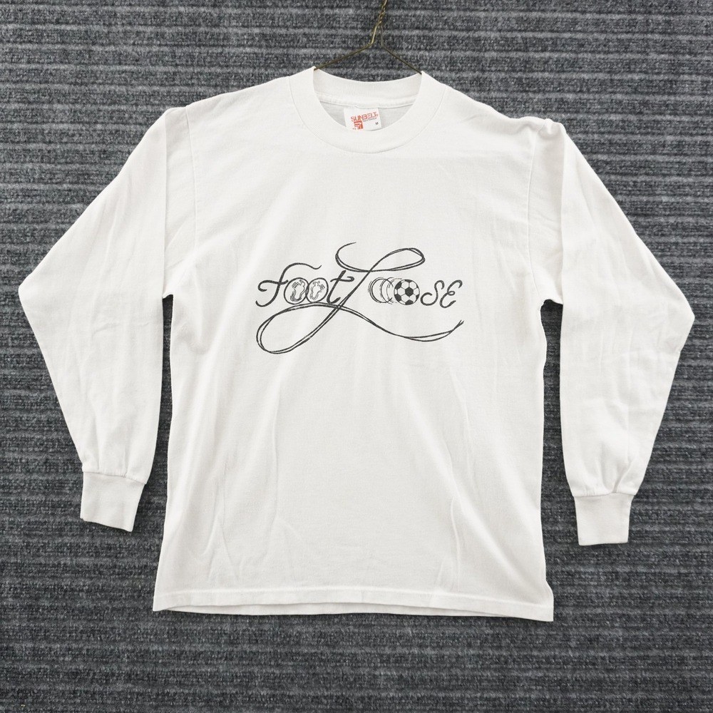 Vintage 90s Sunbelt Sportswear T-Shirt Mens M White FootLoose Soccer Graphic